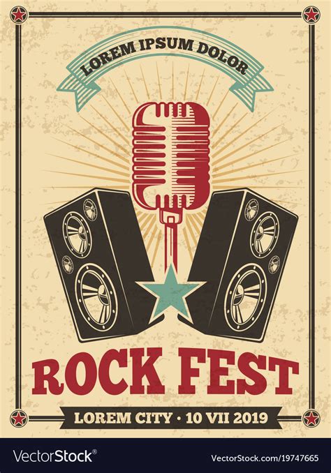 Hochzeitseinladung rock n roll : Rock festival vintage poster rock and roll Vector Image