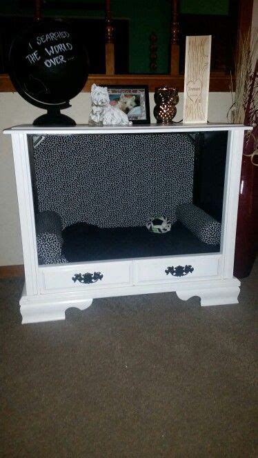 Old Console Tv Transformed Into A Dog Bed Dog Bed Dog Beds