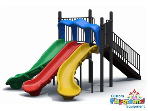 Freestanding Triple Playground Slide For Commercial Playgrounds