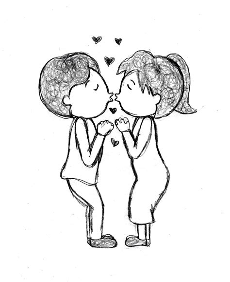 Sketch Of Couple In Love Kissing Get Tutorial Here