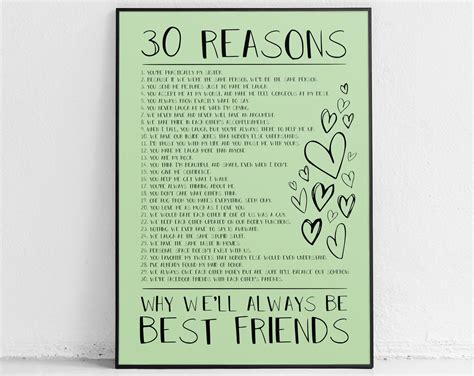 30 Reasons Friendship Print T Best Friend Ts Custom Etsy