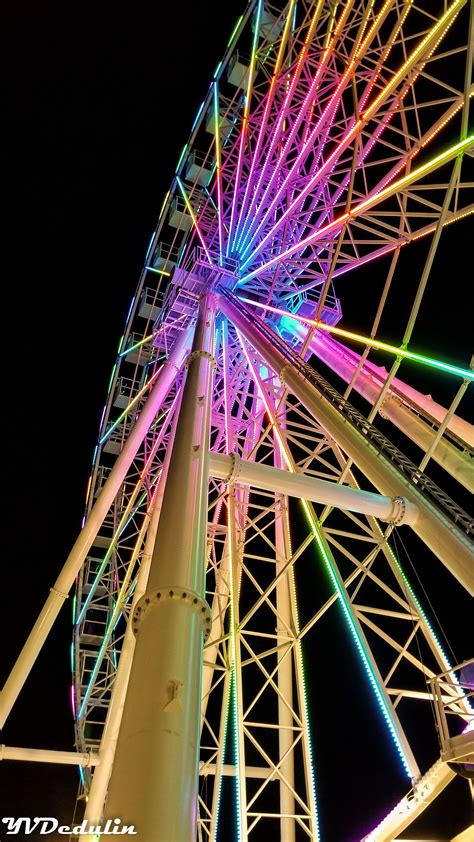 Ferris Wheel Night At Steel Pier Rainbow Park Carnival Photography
