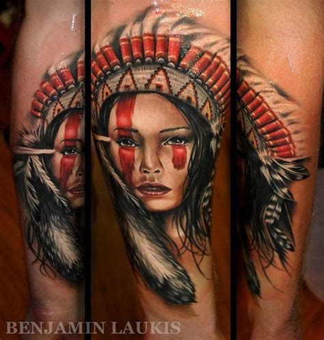 D Style Realistic Looking Colored Forearm Tattoo Of Beautiful Indian