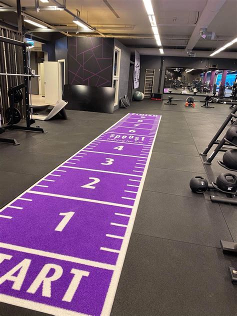Heavy Sprinttrack Custom Made Start And Finish Numbers And Logo Purple And White Gym