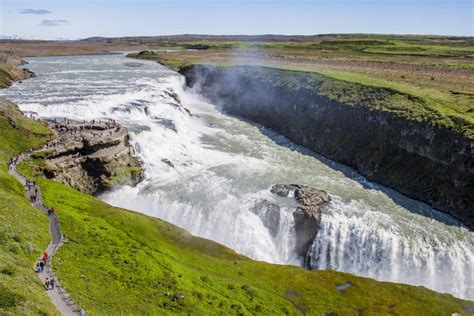 Gullfoss Waterfall In Southwest Iceland Is A Popular Tourist Attraction