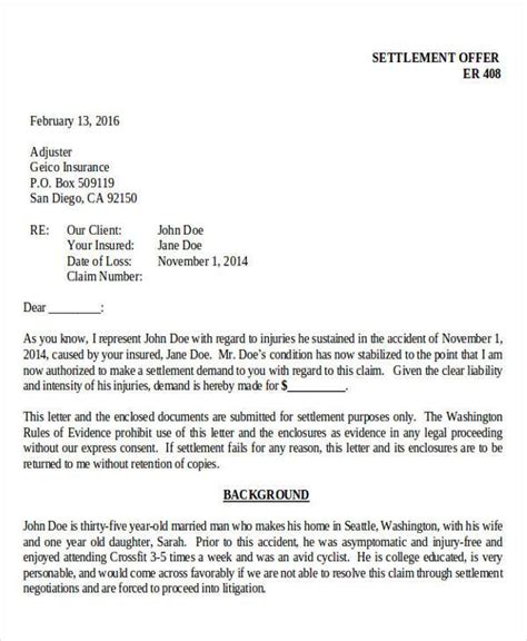 When writing a cover letter, be sure to reference the requirements listed in the job description. legal settlement offer letter samples