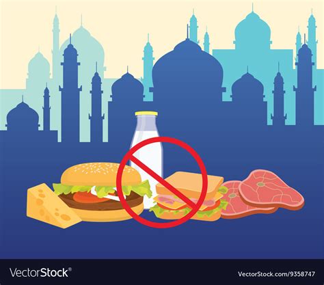 Islam Break Fasting With Ban Of Food And Drink Vector Image