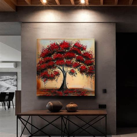 Red Tree Painting Etsy