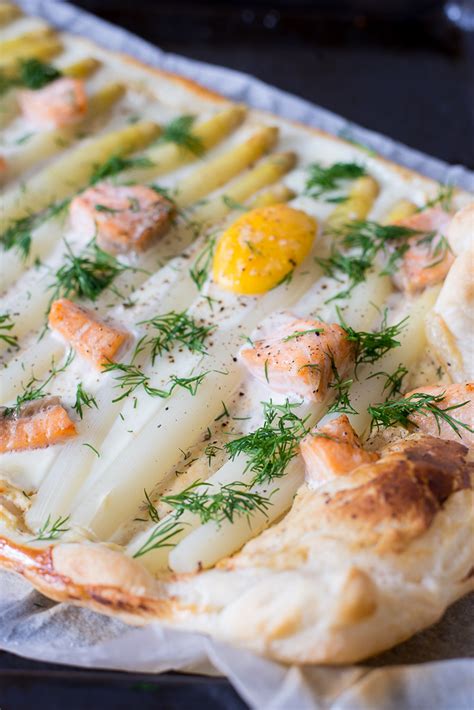 Plaattaart Met Witte Asperges En Zalm Ohmyfoodness