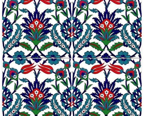 Handmade Turkish Iznik Floral Ceramic Wall Tile Blue Red Etsy