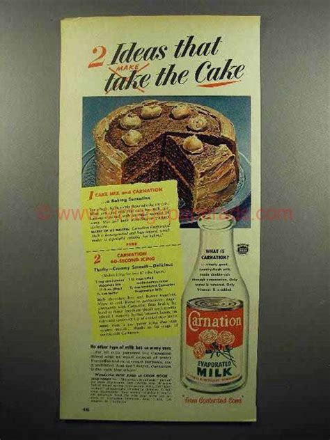 1951 Carnation Evaporated Milk Ad Make The Cake Ax1211
