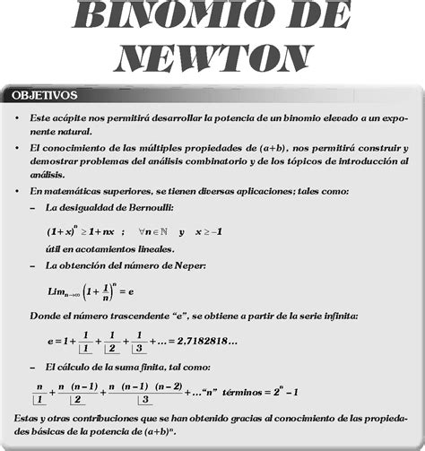 DESARROLLO DEL BINOMIO DE NEWTON EJERCICIOS RESUELTOS PDF