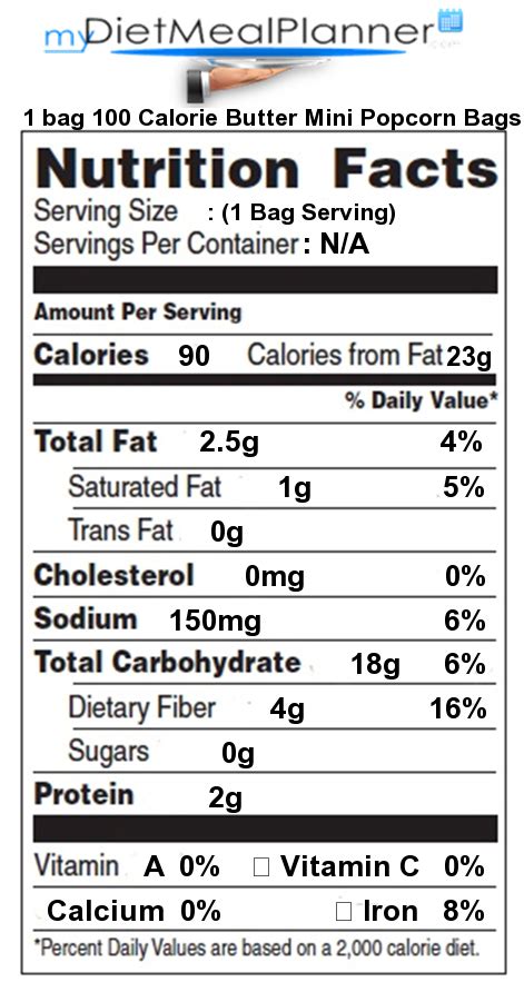 Nutrition Facts Label Snacks 1