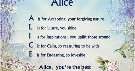 Acrostic Name Poems For Girls Alice