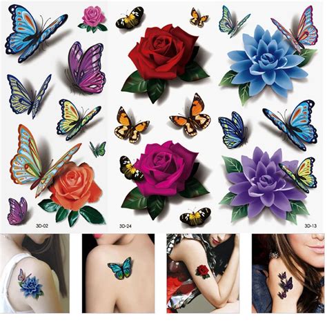 3pcs Temporary Tattoos Stickers On The Body Art Removable Metallic Tattoos Waterproof Transfer