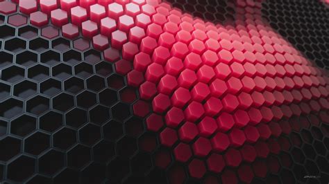 Hexagons Wallpaper 4k Patterns Red Background Red Blocks Abstract