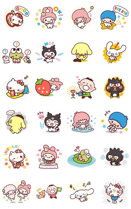 Sanrio Characters3 Cartoons Line Stickers Kawaii Stickers Cute