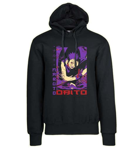 Hoodie Unisex Black Japanese Style Naruto Obito Uchiha Propaganda