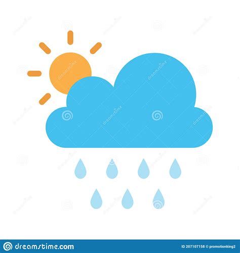 Cloud, Sun, Rain, Weather Fully Editable Vector Icon Stock Vector