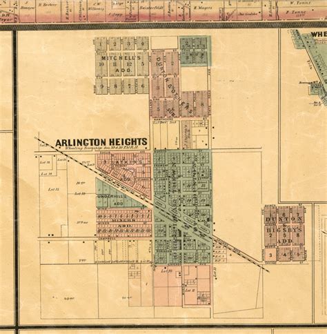Arlington Heights Cook Co Illinois 1886 Old Town Map Custom Print