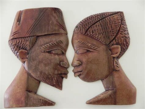 Pair Of African Hand Carved Wood Wall By Baublesandblingforu Hand