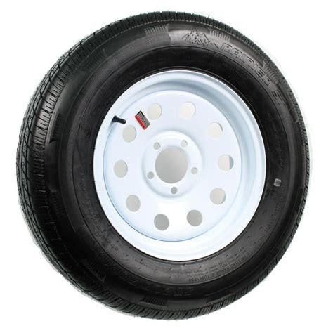 Radial Trailer Tire On Rim St20575r15 20575 15 15 5 Lug Wheel White