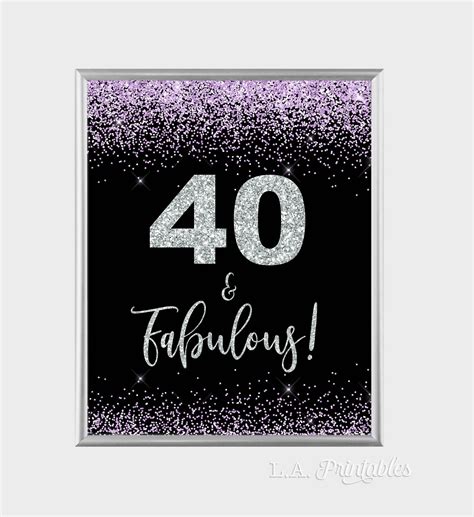 40 And Fabulous Birthday Party Sign 40th Birthday Sign Etsy