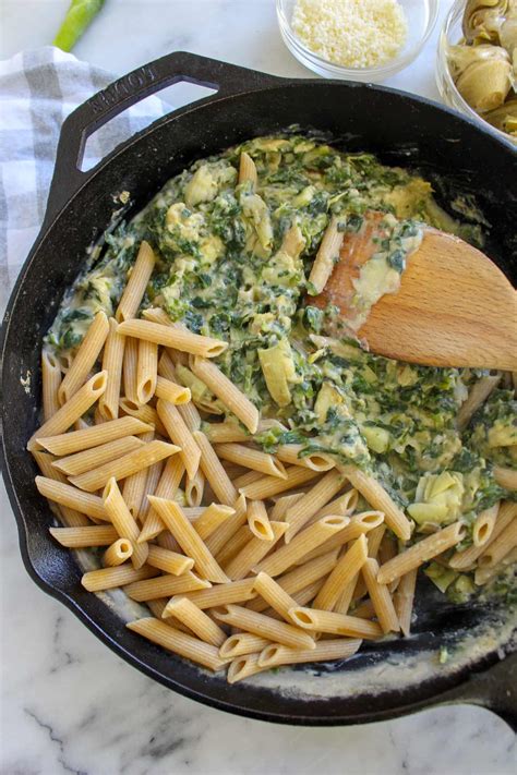 Healthy Spinach Artichoke Pasta Chelsey Amer Nutrition