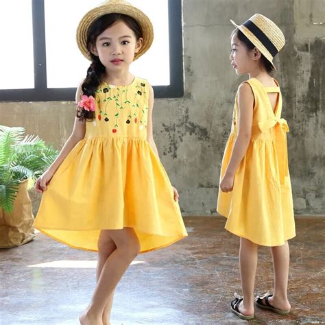 Rerail Summer Girls Casual Dress Kids Sleeveless Dresses Childrens