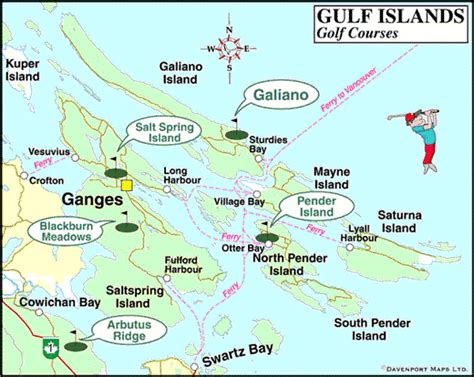 Map Of Golf Courses In The Gulf Islands British Columbia Travel And