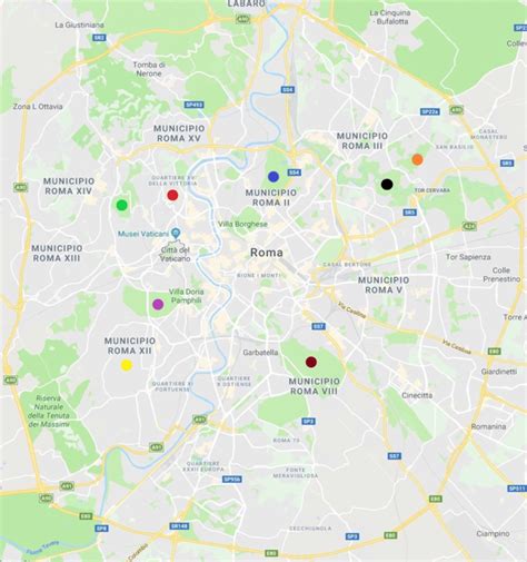 25 Mappa Della Città Di Roma I Punti Colorati Indicano I Luoghi