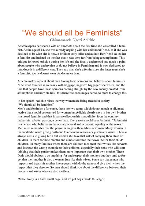 We Should All Be Feminists “we Should All Be Feminists” Chimamanda