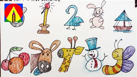 Learn To Draw Animals With Numbers From 0 To 9 Easy Drawing For Kids