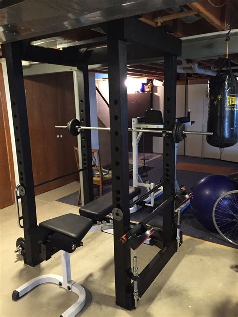 Homemade Power Rack With Adjustable Safety Bars Rack Cable System