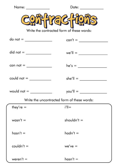 15 Pronoun Contractions Worksheets