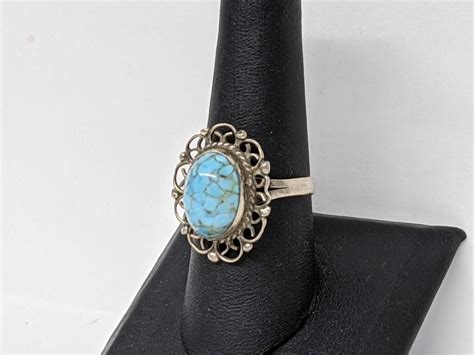 925 Sterling Silver Turquoise Cabachon Ring Elite Collectibles
