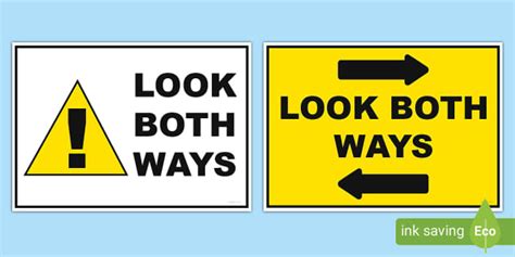 Free Look Both Ways Road Sign Posters Signage Twinkl