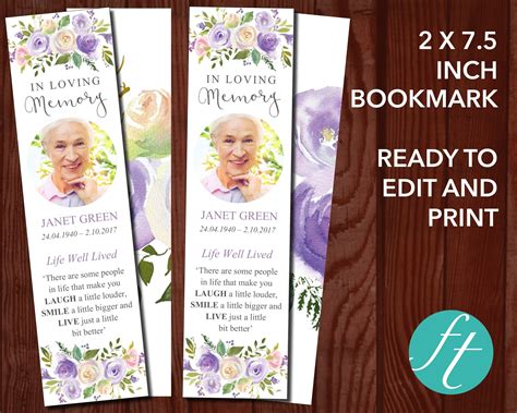 Lilac Bouquet Funeral Bookmark Funeral Templates Reviews On Judgeme
