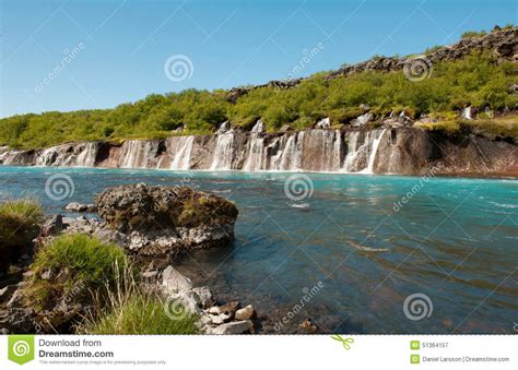 Turquoise Stream With Waterfalls Stock Photo Image 51364157