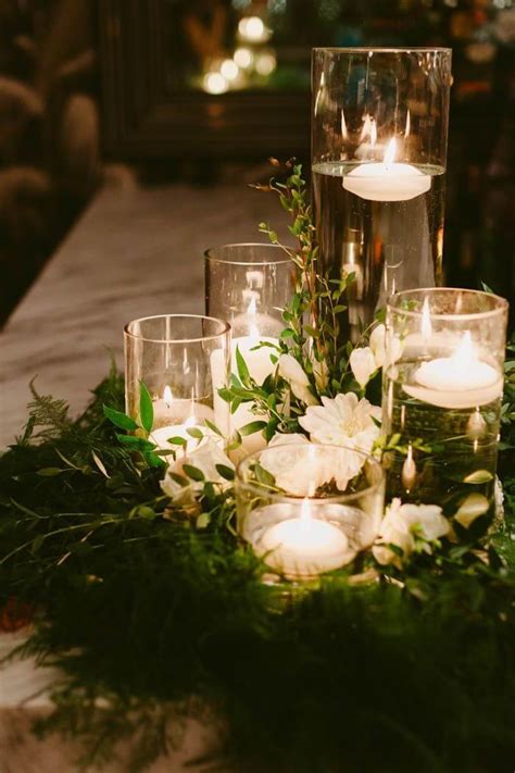 Floral Wreath Wedding Centerpieces With Floating Candles