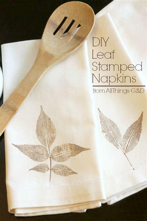 Diy Leaf Stamped Napkins All Things Gandd