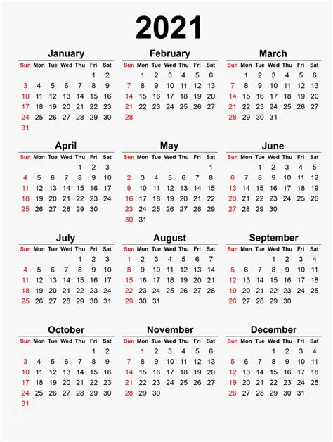 2021 blank and printable calendar with united states holidays in word document format. Calendar 2021 Transparent Background Png - 2020 Printable ...