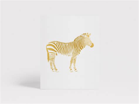 Zebra Gold Foil Wall Art Print 8x10 Inches By Misspoppydesign