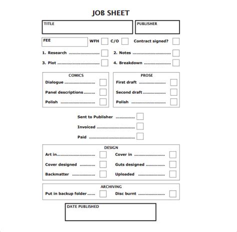 Job Sheet Template 9 Free Samples Examples And Formats