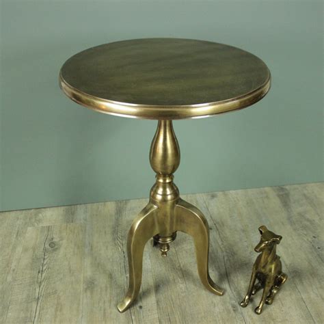 Gold Round Metal Pedestal Side Table Windsor Browne