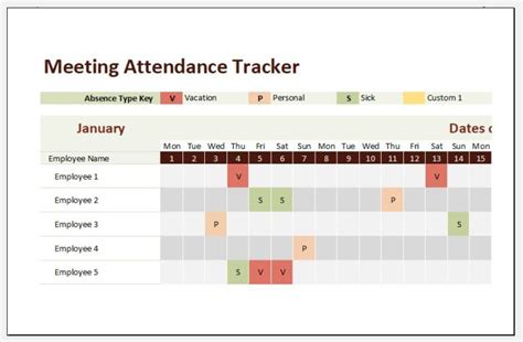 Meeting Attendance Tracker Template For Excel Excel Templates
