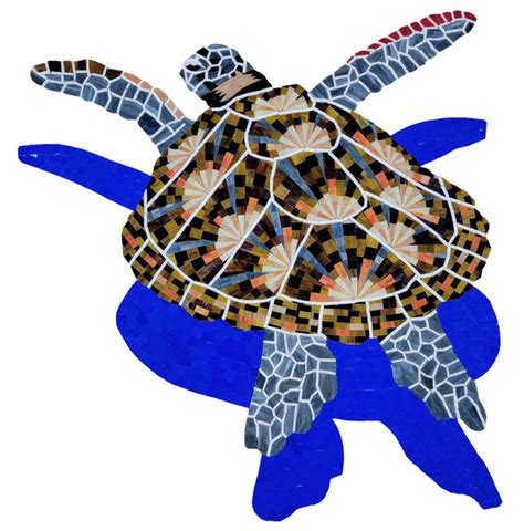 Turtle 1 Group Ceramic Pool Mosaic Blue Water Pool Mosaics