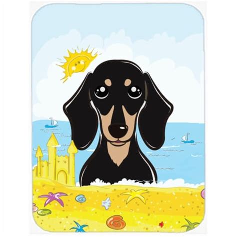 Smooth Black Tan Dachshund Summer Beach Mouse Pad Hot Pad Or Trivet