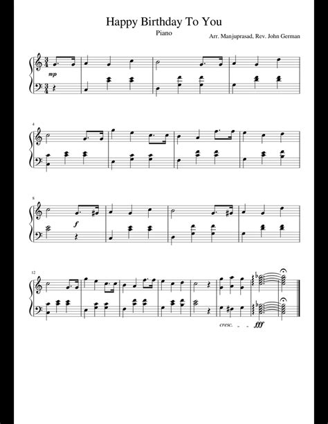 Happy Birthday To You Piano Sheet Music For Piano Download Free In Pdf