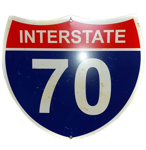 Interstate 70 Street Sign Rusty Looking Spots 43 X 38 Cm